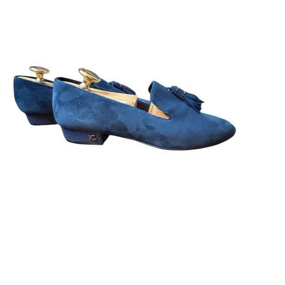 Karl Lagerfeld Paris Navy Blue Suede Tassel Loafers sz 9 - Picture 4 of 13